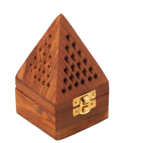 Amreeya Agarbatti Stand with ash Catcher Wooden Pyramid Shape Incense Holder dhoop batti Fragrance catcheragar for Home Decor Yoga Meditation Pooja Aromatherapy